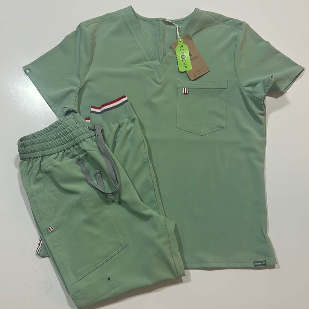 Medelo Sage Green Women's Scrub Top and Pant Set